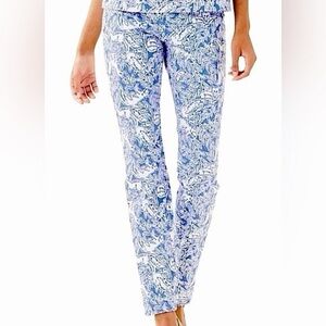 Lilly Pulitzer Coastal Blue Fancy Feet Kelly Skinny Ankle Pants 6